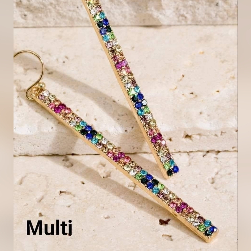 New Rhinestone Bar Fish Hook Earrings